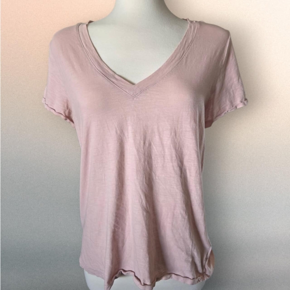 Madewell Pink V-Neck Relaxed Tee Summer Casual Cotton Short Sleeve Size M - Picture 3 of 7